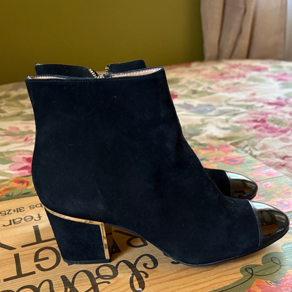 Calvin Klein Black and Gold Ankle Booties